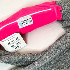 Pink Flight Fillow Travel Pillow – Hoodie Neck Pillow for Airplane Travel, Compact Lightweight Travel Pillow Alternative, Carry-On Comfort