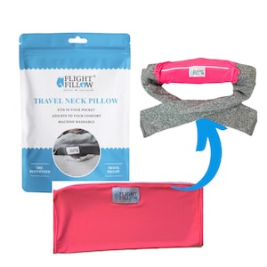 Flight Fillow Travel Pillow – Hoodie Neck Pillow for Airplane Travel, Compact Lightweight Travel Pillow Alternative, Carry-on Comfort (Pink)
