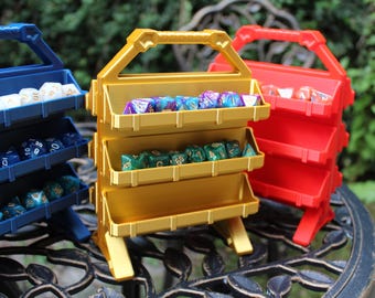 3D Printed Dice Rack with Removable Bins, Tabletop Gaming Storage