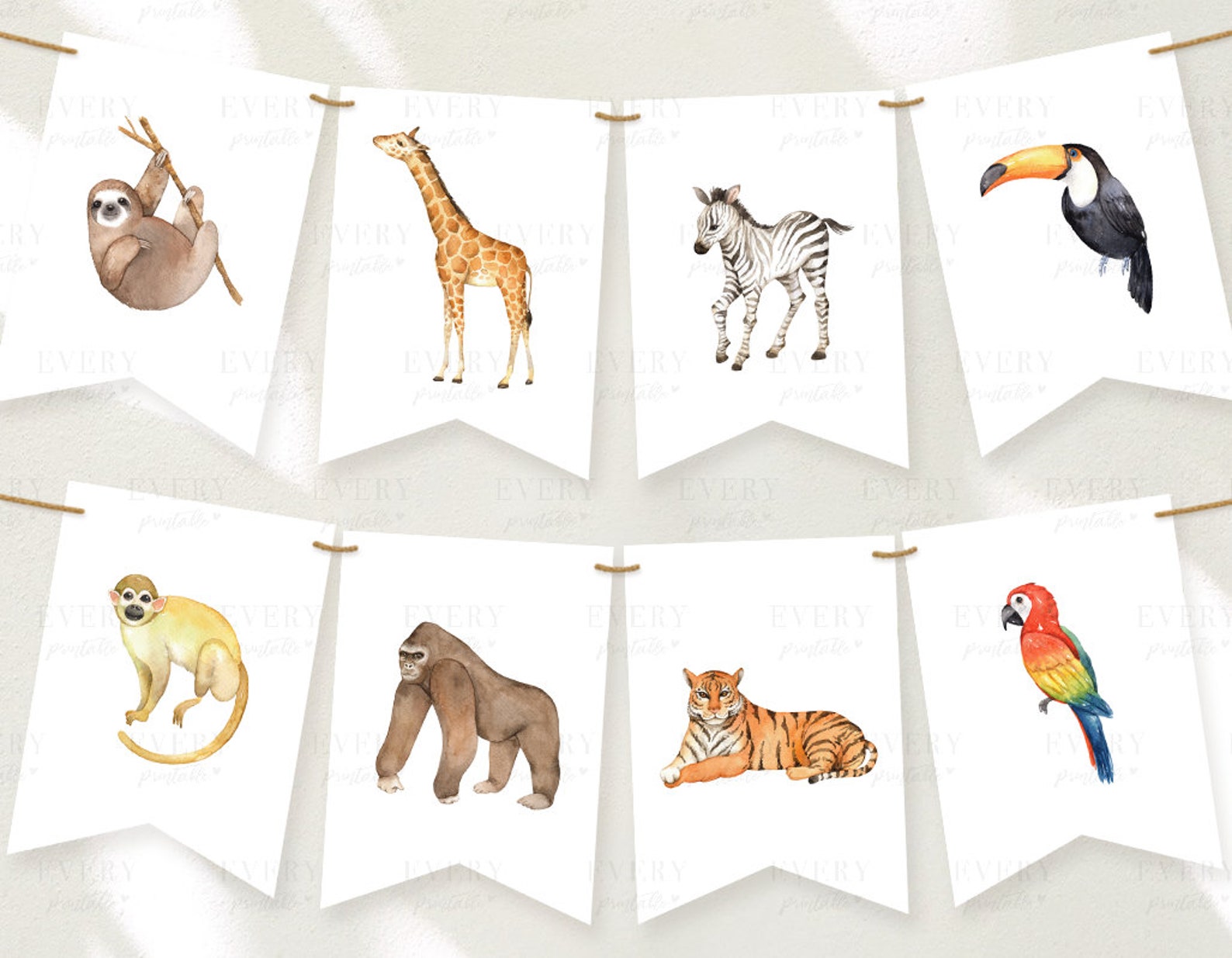 Zoo Animals Printable Banner Safari Animals Party Decor Etsy