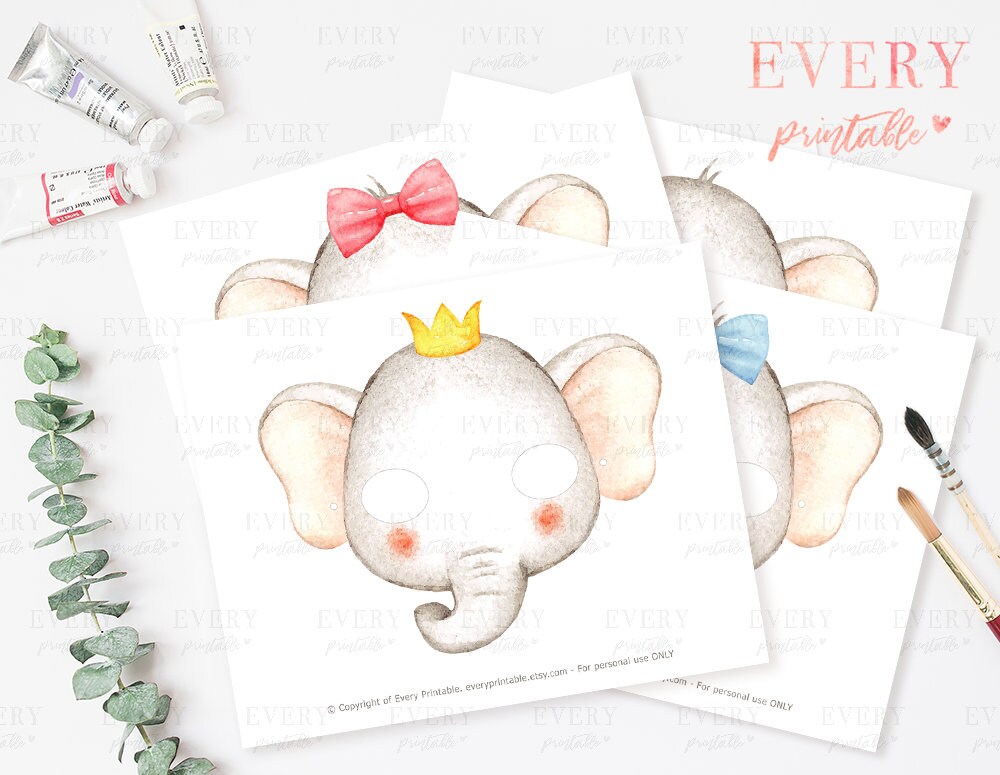 Elephant Printable Masks Kids Mask Animal Prints Baby | Etsy