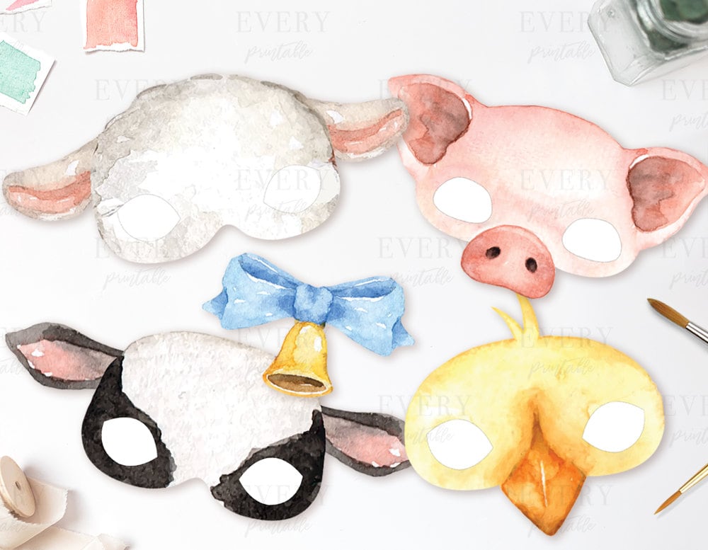 Farm Animals Printable Masks Kids Mask Animal Prints Baby - Etsy Australia