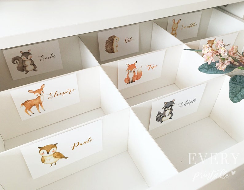 Woodland Drawer Labels Baby Labels Closet Organizer Baby Etsy