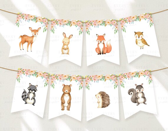 Woodland Printable Banner Woodland Baby Shower Baby Shower | Etsy