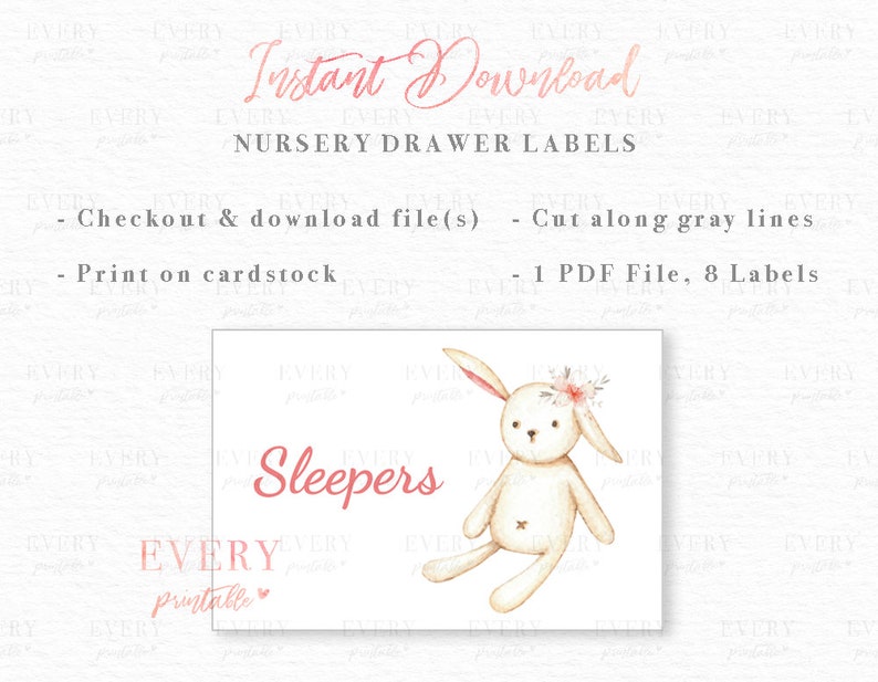 Bunny Drawer Labels Baby Labels Closet Organizer Baby Etsy