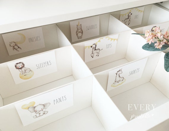 Safari In Yellow Drawer Labels Baby Labelscloset Etsy