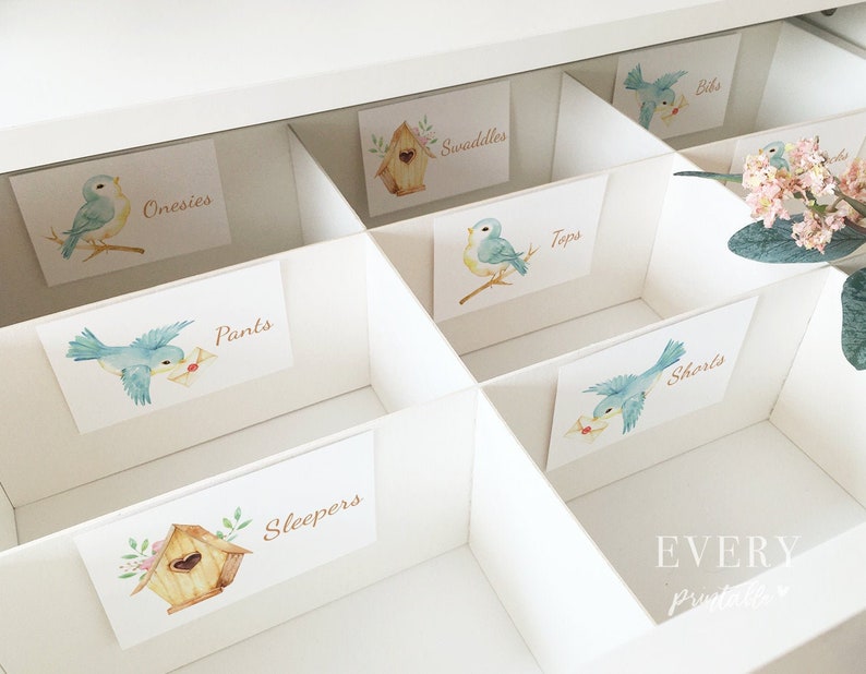 Birds Drawer Labels Baby Labels Closet Organizer Baby Etsy