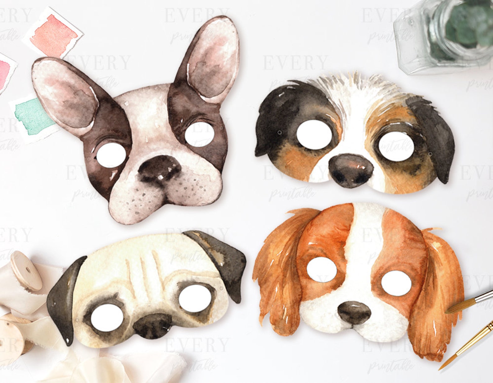 Dog Breed Printable Masks Kids Mask Animal Prints Baby Etsy