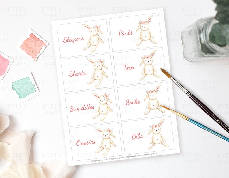 Bunny Drawer Labels Baby Labels Closet Organizer Baby Etsy
