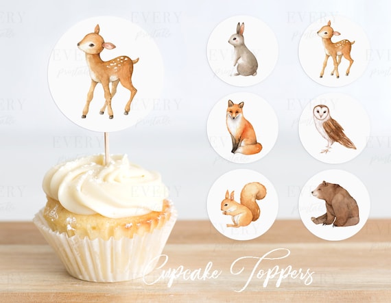 Woodland Zoo Animal Cake Cupcake Toppers Picks For Wedding Birthday Baby Shower