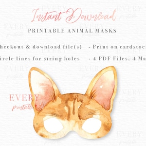 Cat Animals Printable Masks Kids Mask Kitty Animal Prints - Etsy