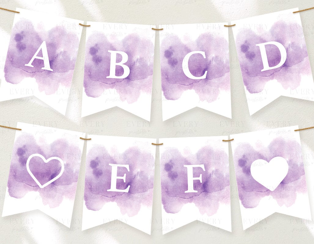 Purple Happy Birthday Banner Printable - Etsy