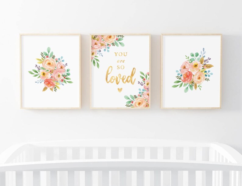 Watercolor Floral Nursery Wall Decor Nursery Decor Nursery Etsy