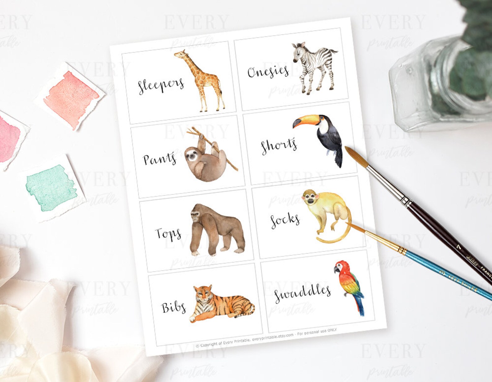 Zoo Animals Drawer Labels Baby Labels Closet Organizerbaby Etsy Australia