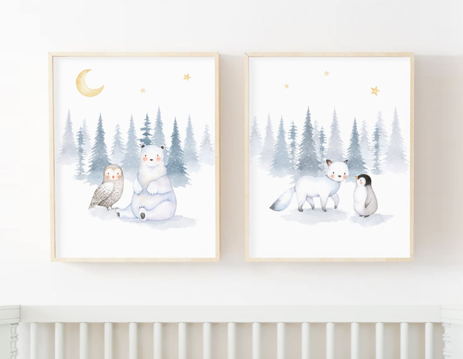 Arctic Animals Nursery Prints Nursery Decor Woodland Nursery Etsy