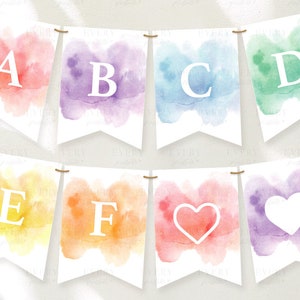 Rainbow Printable Banner, Bridal Shower Decor, Baby Shower Decor, Baby Girl, Nursery Decor, Party Decor, Printable Banner Letters | WT01