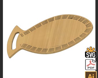 Fish Shaped Cribbage Template - (Laser Ready Digital Download - SVG, AI, PDF)