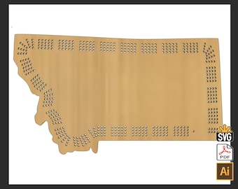 Montana Shaped 4 Player Cribbage Template - (Laser Ready Digital Download - SVG, AI, PDF)