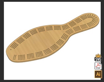 Bowling Pin Kegler Cribbage Template - (Laser Ready Digital Download - SVG, AI, PDF)