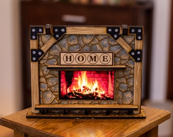 Timber Frame Desktop Fireplace Smartphone Stand - (Digital Download for Laser Cutter)