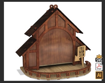 Timber Frame Bird Feeder – (Laser Ready Digital Download – AI, SVG, PDF)