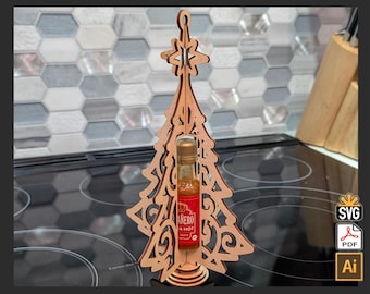 Mini Bottle X-Mas Tree Ornament for Laser Cutters -  - (Digital Download - AI, SVG, PDF)