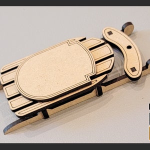 Holiday Sled Ornament for laser cutters with 4 design badges  - (Digital Download - AI, SVG, PDF)