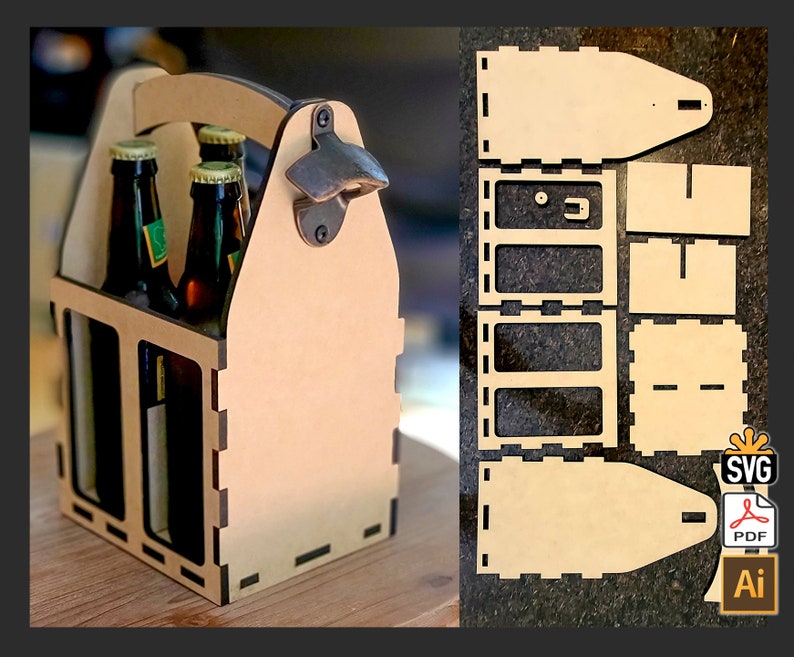 4 Bottle Beverage Caddy Template digital Download Etsy