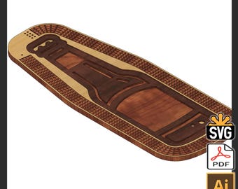 Beer / Soda Bottle Cribbage Template 2, 3, & 4 Track Versions- (Laser Ready Digital Download - SVG, AI, PDF)