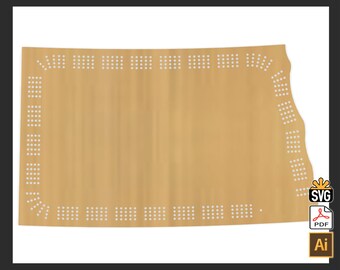 North Dakota Shaped 3 & 4 Player Cribbage Template - (Laser Ready Digital Download - SVG, AI, PDF)