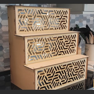 Tumbler Display Stand / 3-Tiered Shelf for 1/8" or 1/4" thick material - (Laser Ready Digital Download - SVG, PDF, AI)
