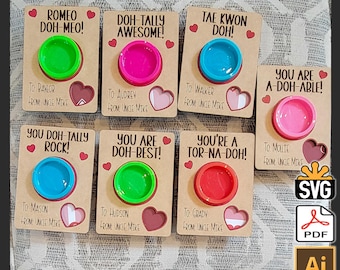 Editable Play Doh Puns Valentine  for Laser Cutters - (Digital Download - AI, SVG, PDF)