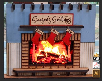 Desktop Fireplace Smartphone Stand - 2 Designs Included - Multiple Mantel Sign Options - (Laser Ready Digital Download - SVG, PDF, AI)