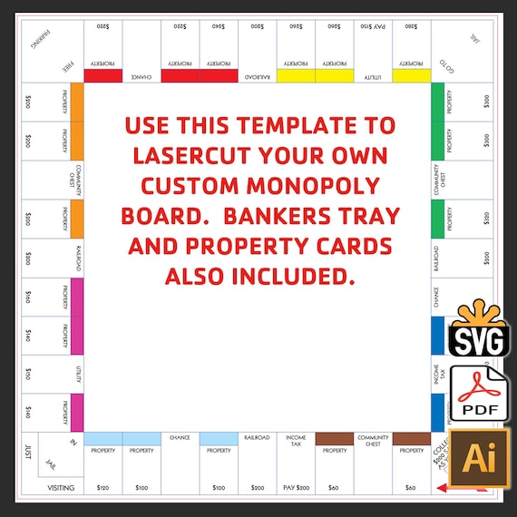Laser Cut Monopoly Template - (Digital Download - ai, svg, pdf)