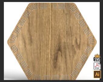 Hexagon Cribbage Template - (Laser Ready Digital Download - SVG, AI, PDF)