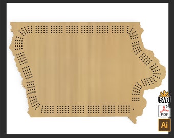 Iowa Shaped Cribbage Template - ( Laser Ready Digital Download - SVG, AI, PDF)