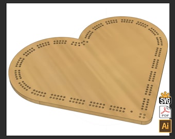 Heart Shaped Cribbage Template - (Laser Ready Digital Download - SVG, AI, PDF)