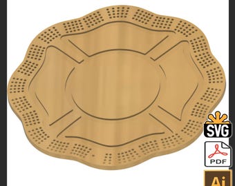 Fireman's Crest 3 & 4 Player Cribbage Template - (Laser Ready Digital Download - SVG, PDF, AI)