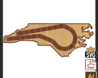 North Carolina Shaped Cribbage Template - (Laser Ready Digital Download - SVG, AI, PDF)