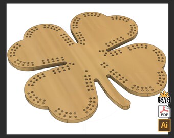 Clover  Shaped Cribbage Template - (Laser Ready Digital Download - SVG, AI, PDF)