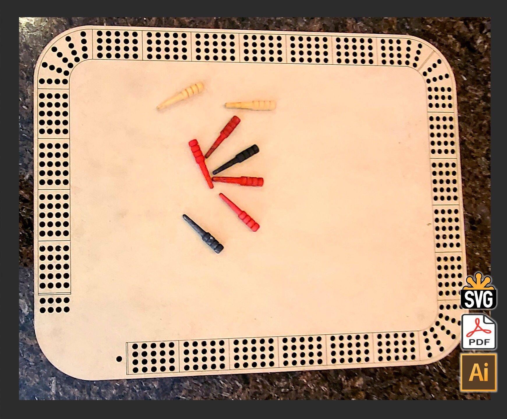 Cribbage Template Rectangular Digital Download Etsy Canada