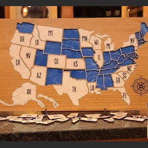 USA Reisekarte Puzzle Laser Vorlage - (Laser bereit digitaler Download - AI, SVG, PDF)