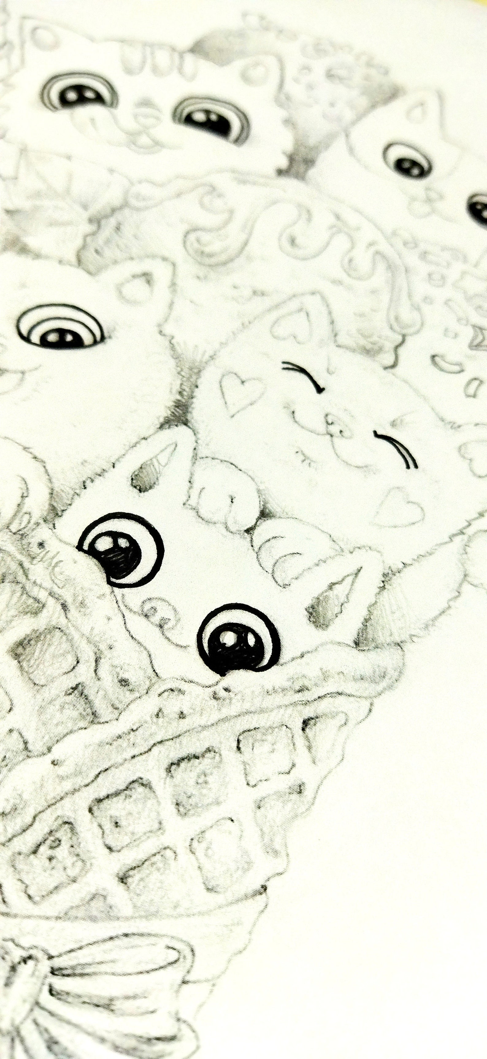 Cats Ice cream Cute kittens coloring page. Cute cats. Kitty Etsy