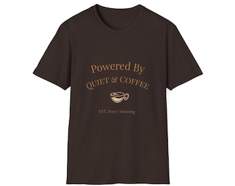 Powered By Quiet & Coffee T-Shirt | Minimal Rose Gold Script