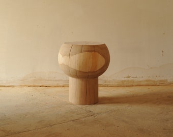 wooden, round, handmade, side table