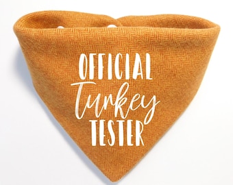 Funny Thanksgiving Dog Bandana - Official Turkey Tester Dog Bandana - Fall Puppy Scarf