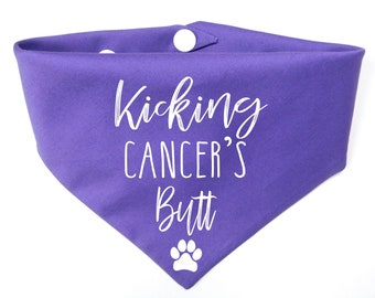 Kicking Cancers Butt Dog Bandana - Cancer Support Dog Bandana - Cancer Support Dog Gift - Whoa Dog E