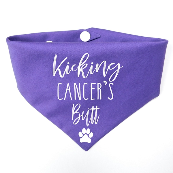 Kicking Cancers Butt Dog Bandana - Cancer Support Dog Bandana - Cancer Support Dog Gift - Whoa Dog E