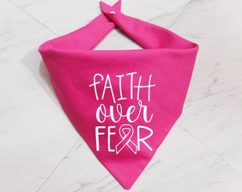 Breast Cancer Support Dog Bandana  - Pink Ribbon Dog Bandana  - Whoa Dog E