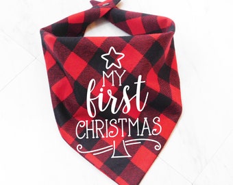 Christmas Dog Bandana - First Christmas Dog Bandana -  My First Christmas Puppy Bandana  - Christmas Dog Gift - Puppy Bandana